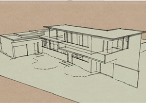 现代无材质贴图别墅建筑SU(草图大师)模型