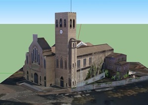 欧式独特详细的教堂设计SU(草图大师)模型