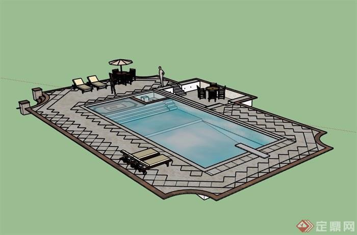 某现代游泳池详细设计su模型