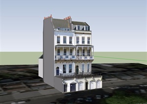 欧式风格多层民居住宅楼设计SU(草图大师)模型