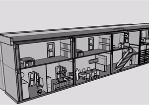 某商业两层住宅设计SU(草图大师)模型