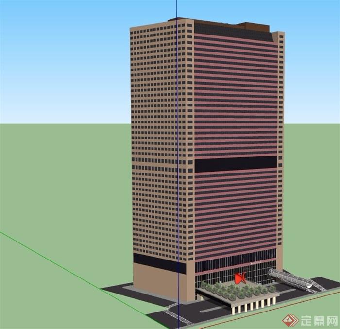 现代经典的办公大厦楼su模型