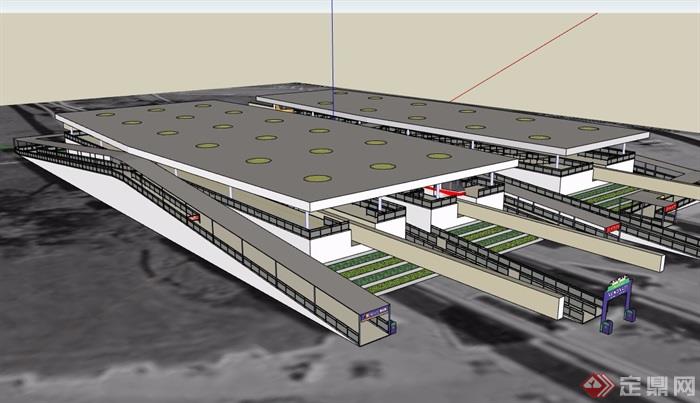 某现代车站详细完整建筑设计su模型