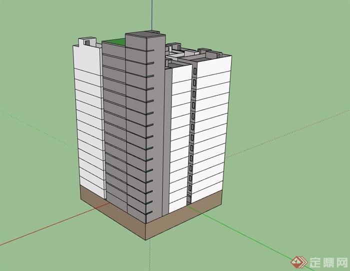 小高层住宅楼建筑设计su模型