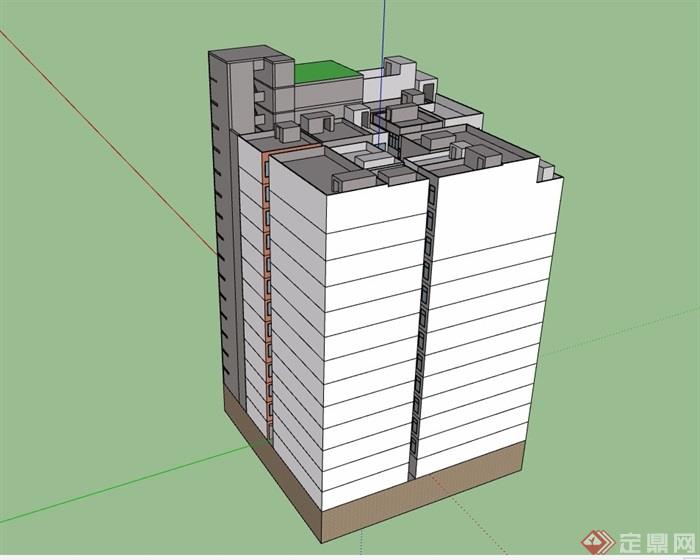 小高层住宅楼建筑设计su模型