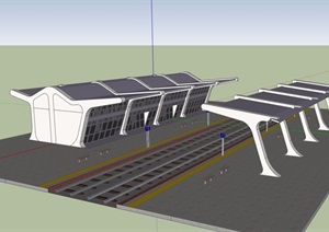 某现代经典的火车站建筑设计SU(草图大师)模型