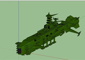 独特造型潜艇设计SU(草图大师)模型