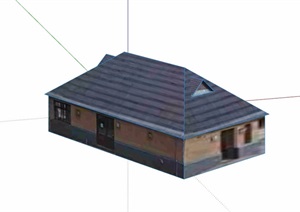 欧式单层民居住宅详细建筑SU(草图大师)模型