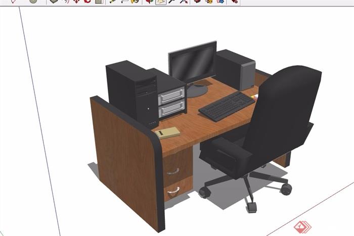 某详细办公桌椅素材设计su模型