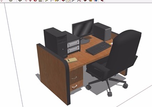 某详细办公桌椅素材设计SU(草图大师)模型