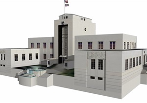 政府详细的完整的办公建筑设计SU(草图大师)模型