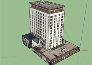 多层现代政府办公建筑SU(草图大师)模型