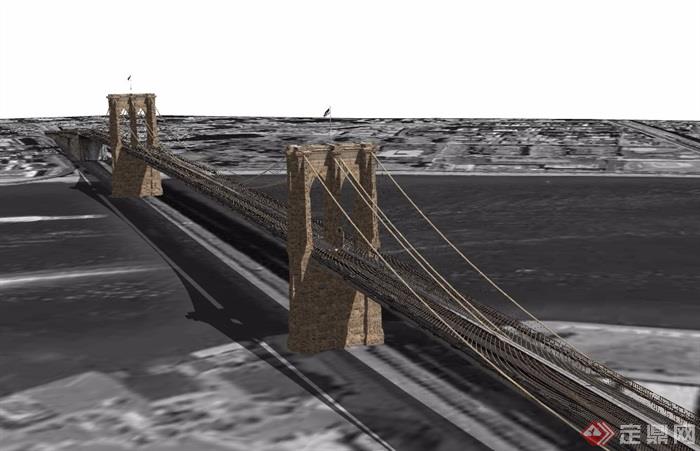 交通大桥详细完整设计su模型