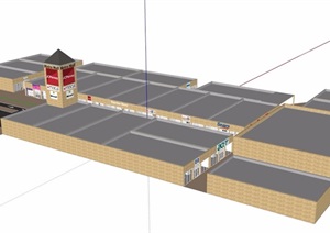 商业街详细单层建筑设计SU(草图大师)模型
