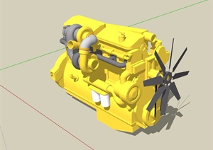 黄色发动机设计SU(草图大师)模型