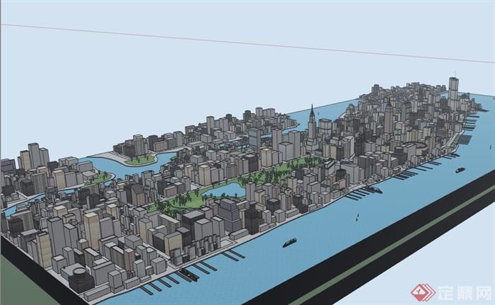 滨水城市综合建筑的建筑楼su模型