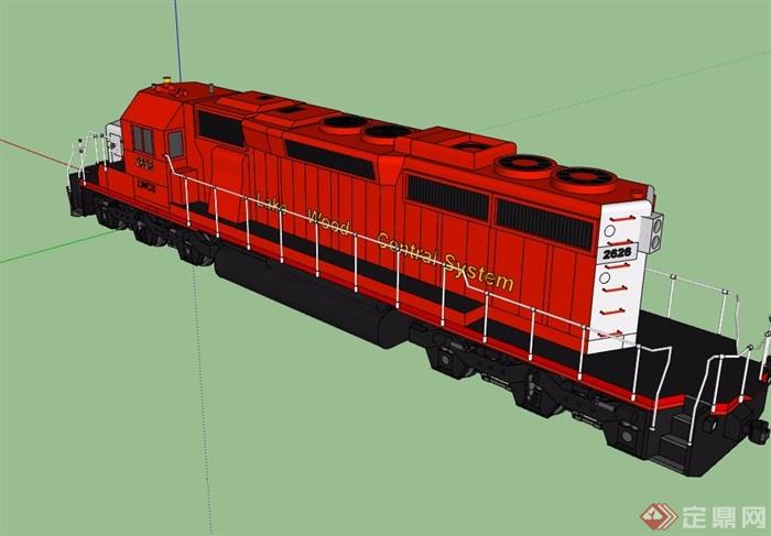 火车详细素材设计su模型