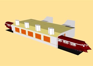 单层轻轨站设计SU(草图大师)模型