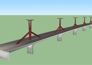 过江大桥建筑SU(草图大师)模型