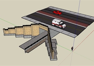 某现代交通道路素材设计SU(草图大师)模型
