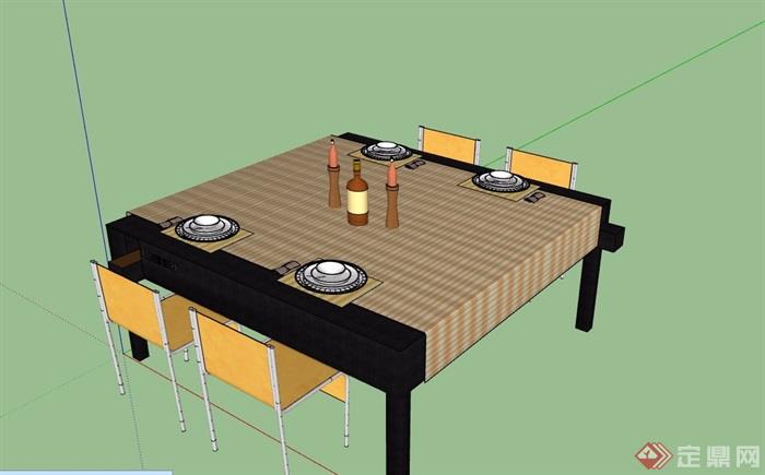 私人详细餐桌椅设计su模型