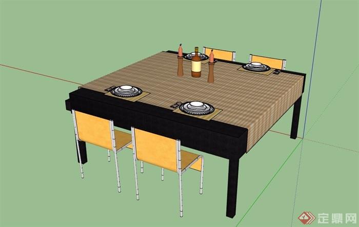 私人详细餐桌椅设计su模型