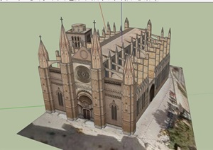 英式风格详细完整的教堂SU(草图大师)模型