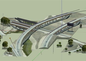 某现代交通码头设计SU(草图大师)模型