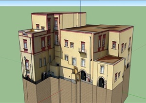 多层现代详细的住宅楼SU(草图大师)模型