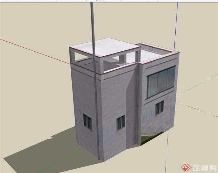 两层贴图住宅建筑su模型