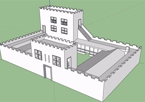 某无材质贴图住宅别墅设计SU(草图大师)模型