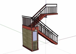 某室内楼梯详细设计SU(草图大师)模型