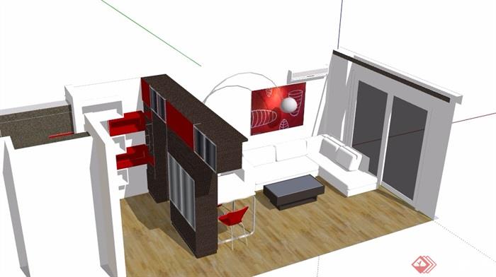 简单的住宅客厅设计su模型