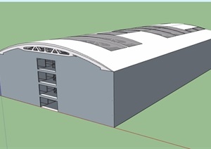 多层现代厂房车间建筑设计SU(草图大师)模型