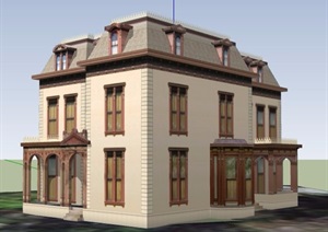 欧式风格二层博物馆建筑设计SU(草图大师)模型