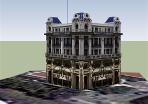 法式风格商业住宅楼详细设计SU(草图大师)模型