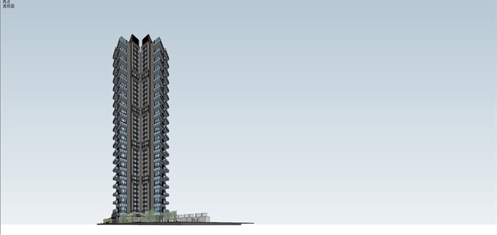 Y字型 超高层现代风格 住宅模型 (1)(2)