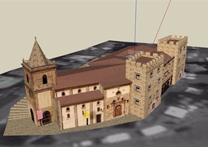 教堂详细完整建筑设计SU(草图大师)模型