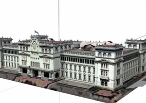美式经典完整的办公建筑楼设计SU(草图大师)模型