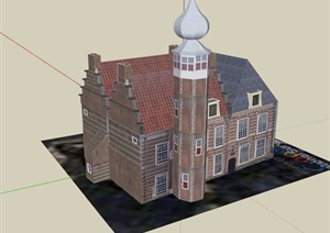 欧式风格经典详细完整的教堂建筑SU(草图大师)模型