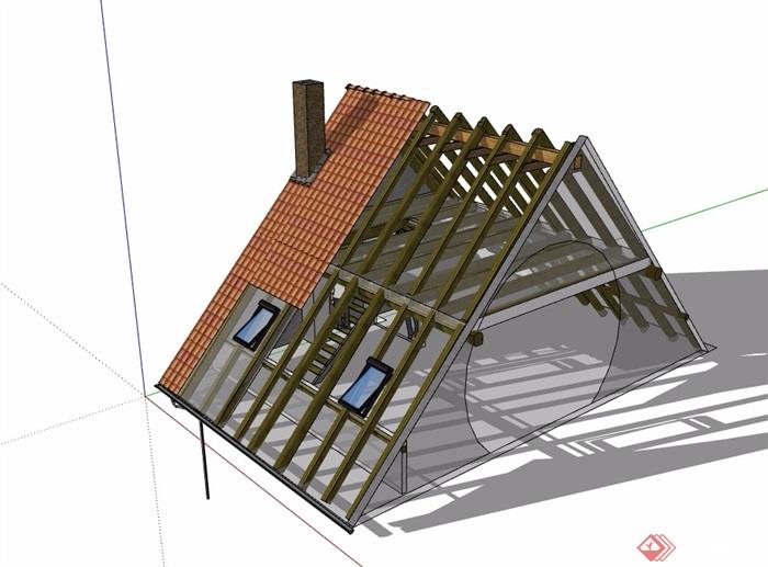 欧式房屋屋顶设计su模型