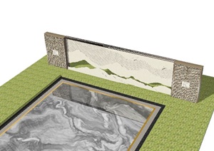 水景景墙园林山造型墙SU(草图大师)模型