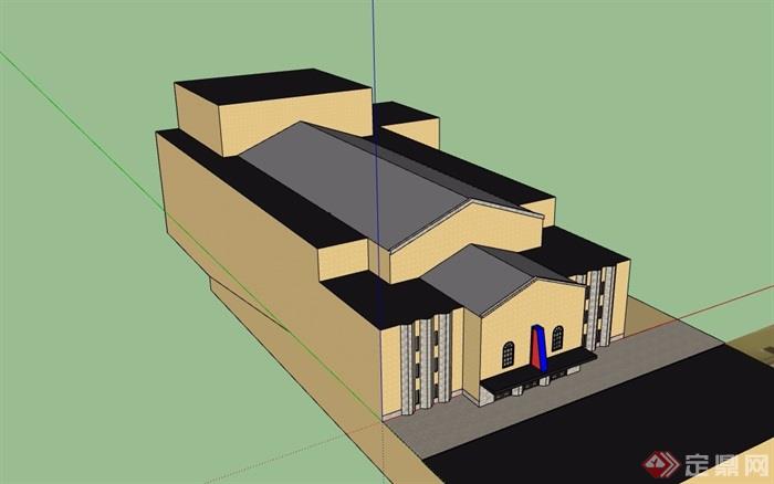 欧式文化教堂建筑su模型