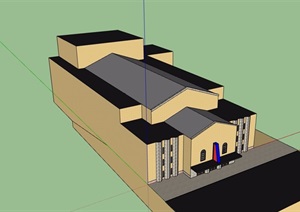 欧式文化教堂建筑SU(草图大师)模型