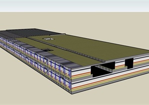 两层现代详细厂房建筑设计SU(草图大师)模型