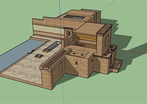 单层简单的别墅建筑SU(草图大师)模型