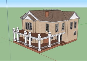 独栋两层私人住宅别墅建筑设计SU(草图大师)模型