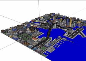 滨海城市建筑综合楼群SU(草图大师)模型