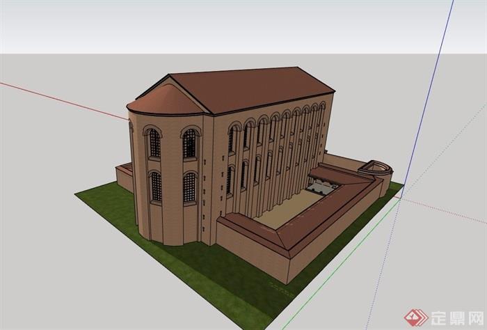 欧式经典的教堂设计su模型