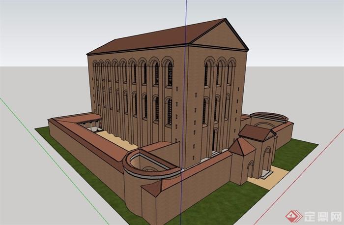欧式经典的教堂设计su模型